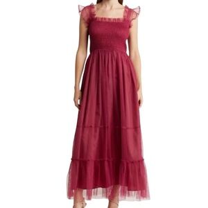 NWOT Anthropologie Melloday Strappy Smocked Tiered Chiffon Maxi Dress